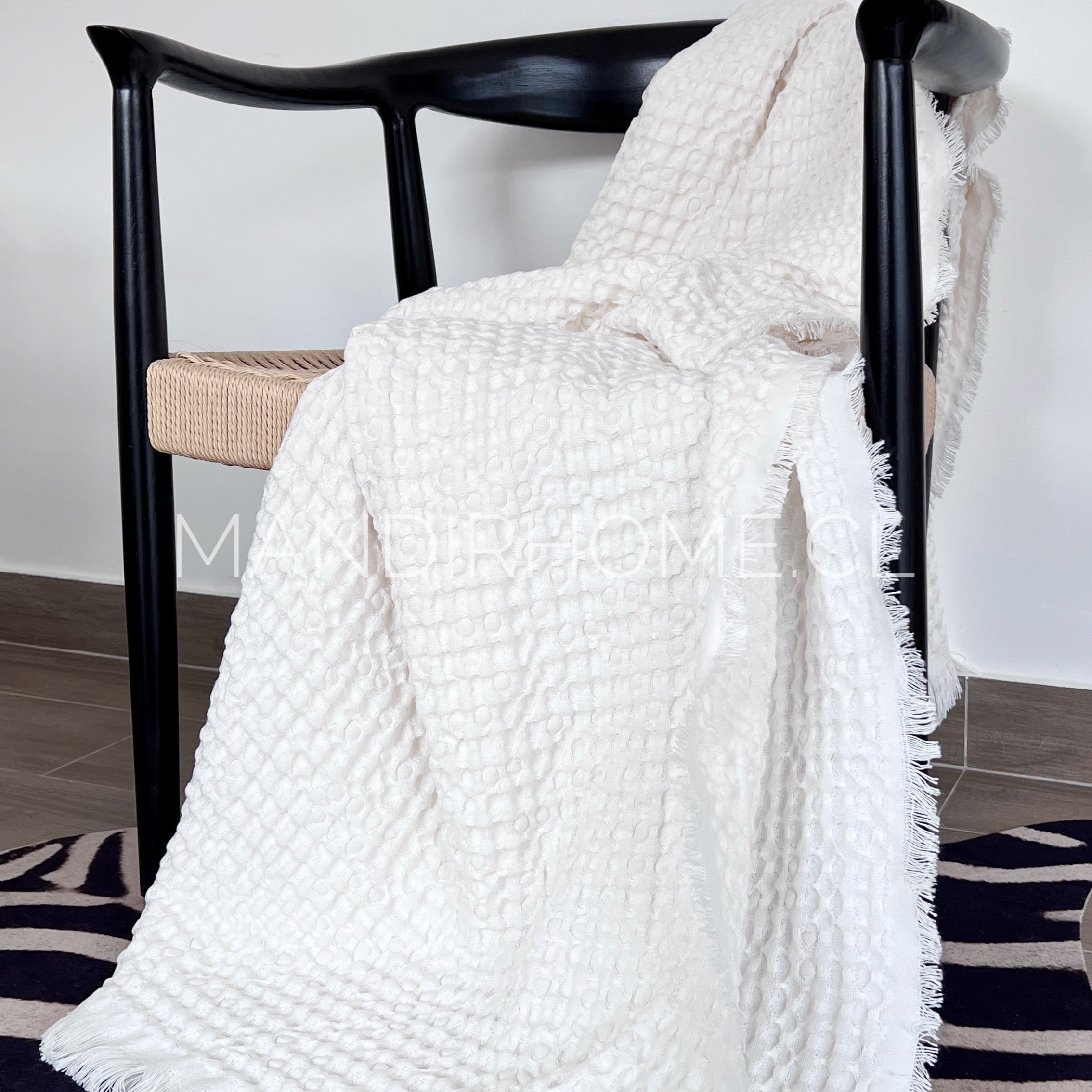 Manta Waffle Blanca Deflecado 205x150cms