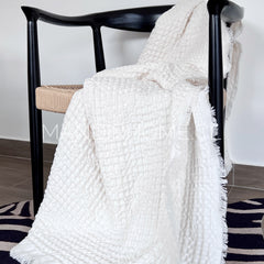 Manta Waffle Blanca Deflecado 205x150cms