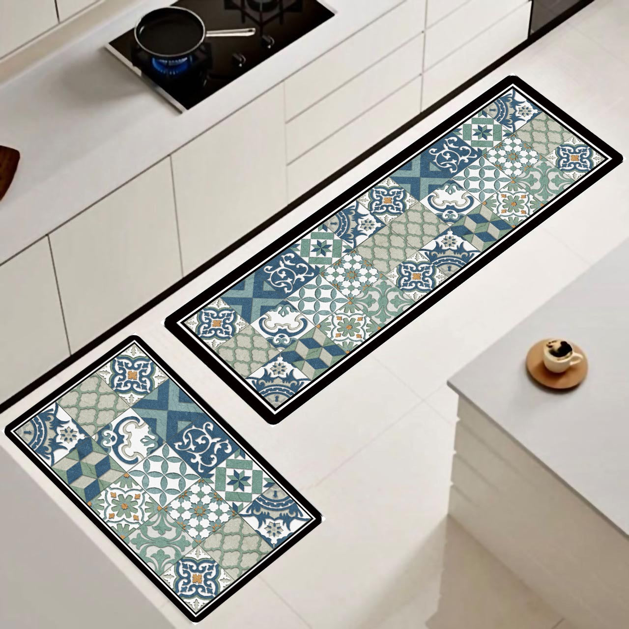 ¡NEW! Set Alfombras de Cocina Verde Azulejos Antideslizante y Absorbente