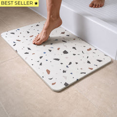 Alfombra de baño de diatomita Gris Hojitas secado rápido 60x40 cm | Antibacterial y original variantes