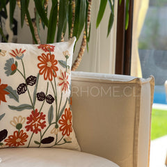 Funda de Cojín Bordada Jardin Tierra Cálido  45x45cms