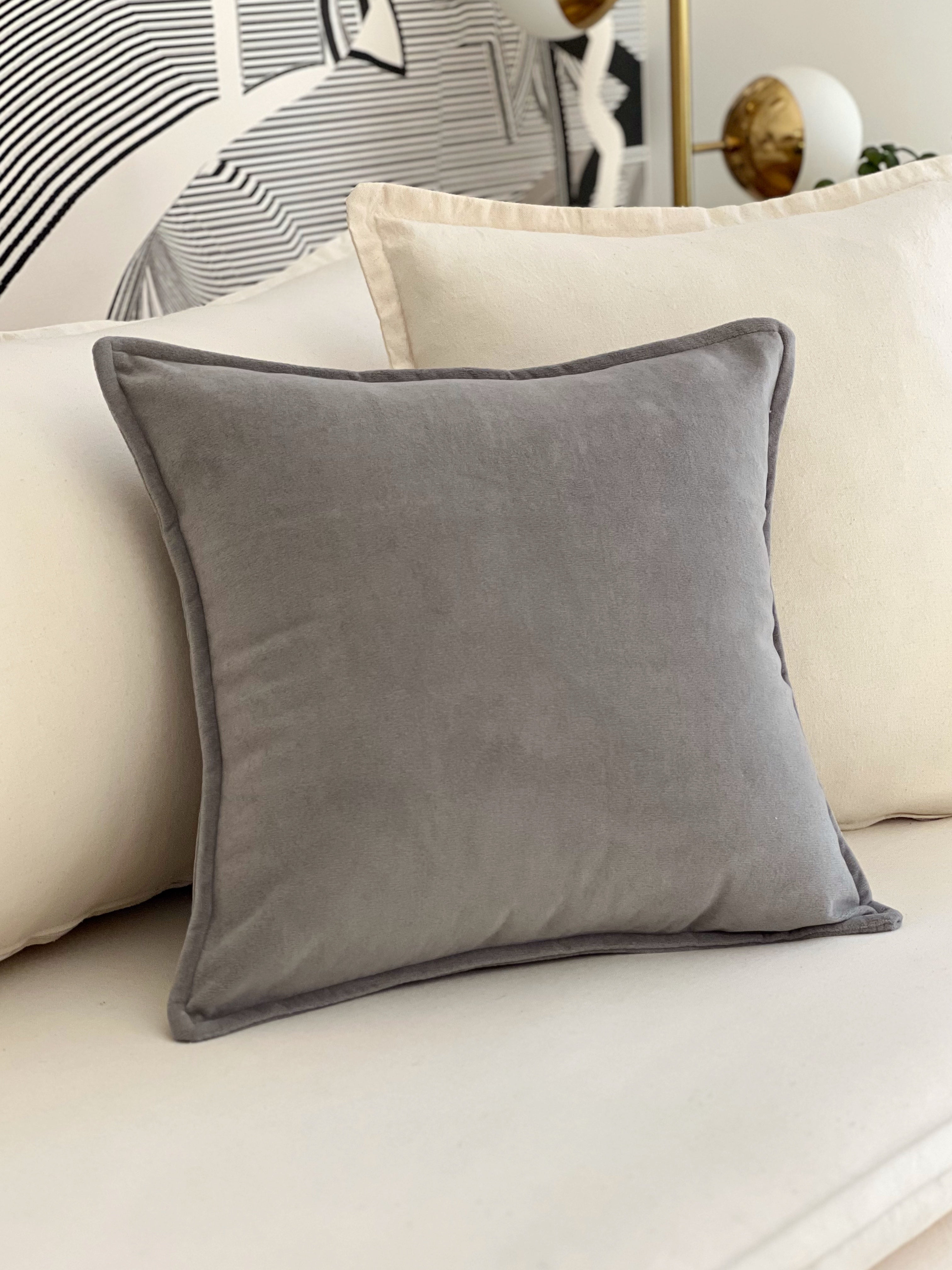 Funda de Cojín Esencia Pestaña Gris Cuadrada