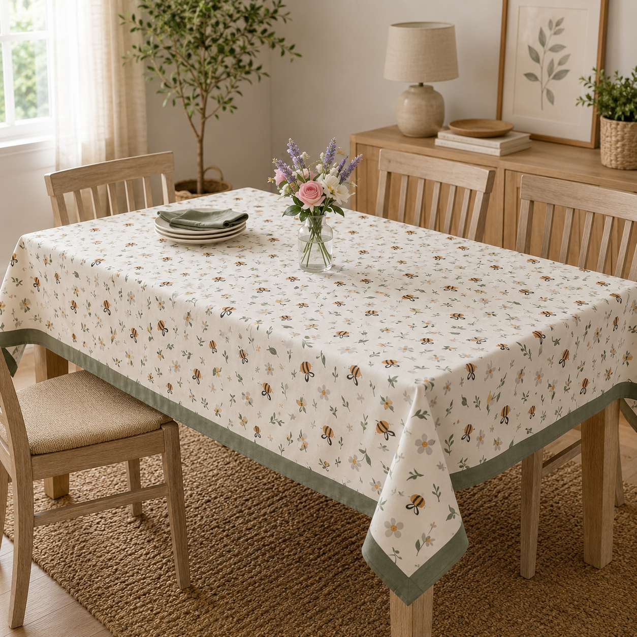 Mantel antimanchas Abejitas | lavable y sin plancha