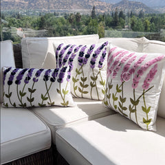 Funda de Cojín Bordado Lavandas Cuadrado