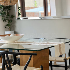 Camino Mesa Franja Tejida Rústico Yute 210x32cms