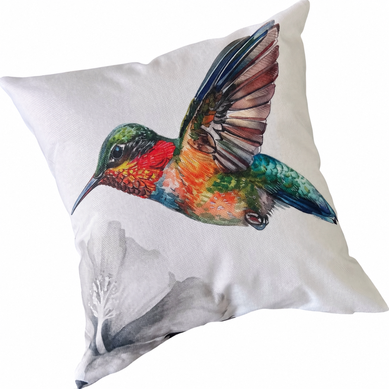Fundas de Cojín Estampadas Colibrí  Flor Gris Interior y Exterior | Mandir Home