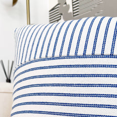 Funda de Cojín Natural Lino Listado Liso Azul 45x45cms