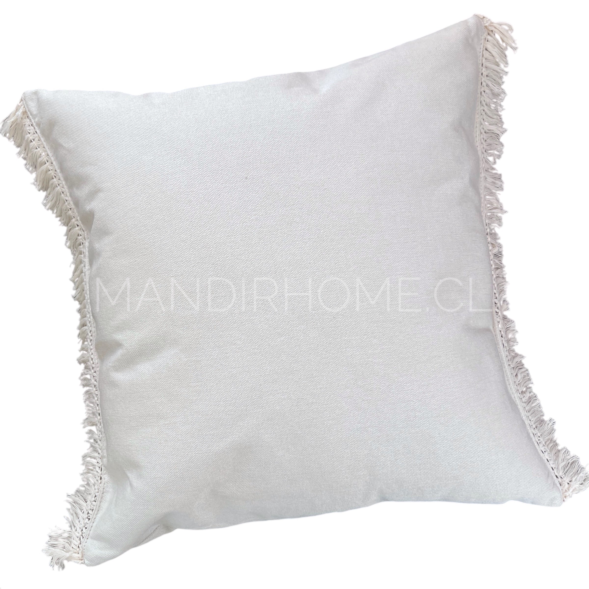 ¡Queda 1! Funda de Cojín Natural Lino Crudo Macramé Lateral 45x45cms