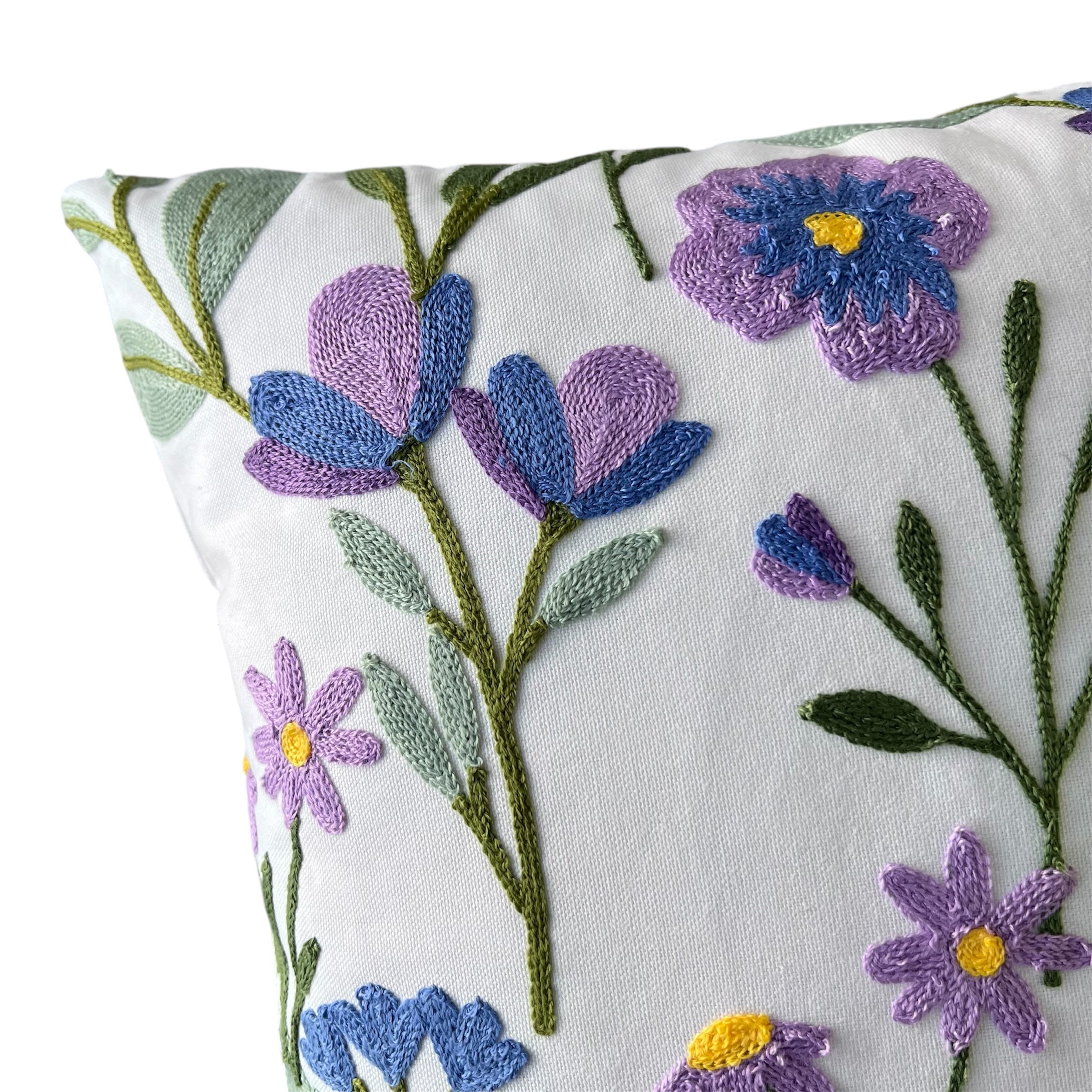 Funda de Cojín Bordado Primavera Chic Cuadrada