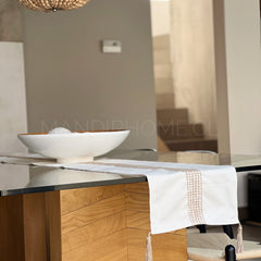 Camino Mesa Franja Tejida Rústico Yute 210x32cms