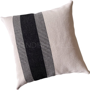 Funda de Cojín Boho Trama 2 Negro Tejido Cuadrado 50x50cms