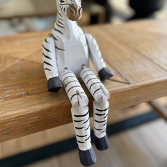 Cebra Madera Articulada 35cms Hecha A Mano