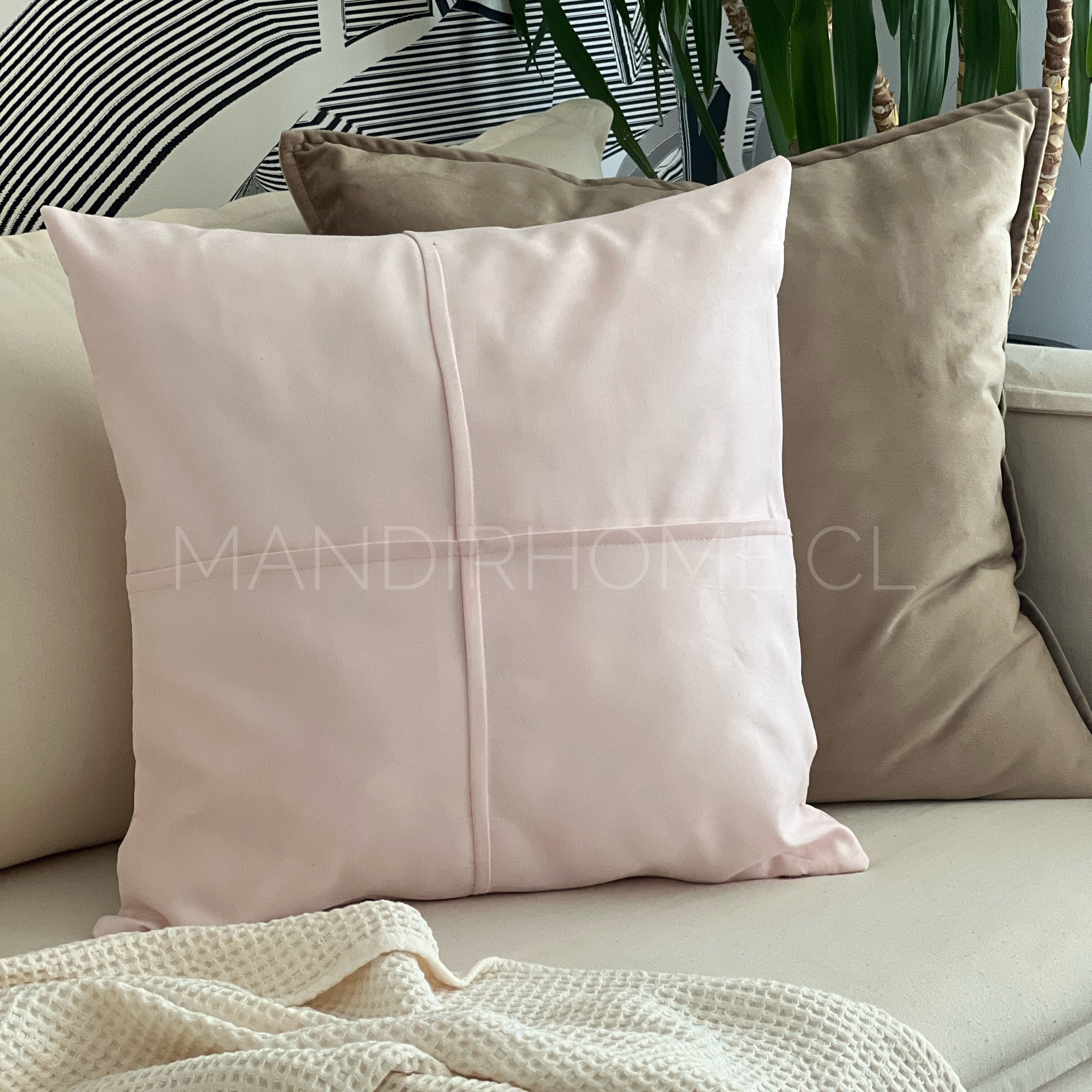 Funda de Cojín Gamuzado MAXI 50x50cms Rosado Pastel Costuras