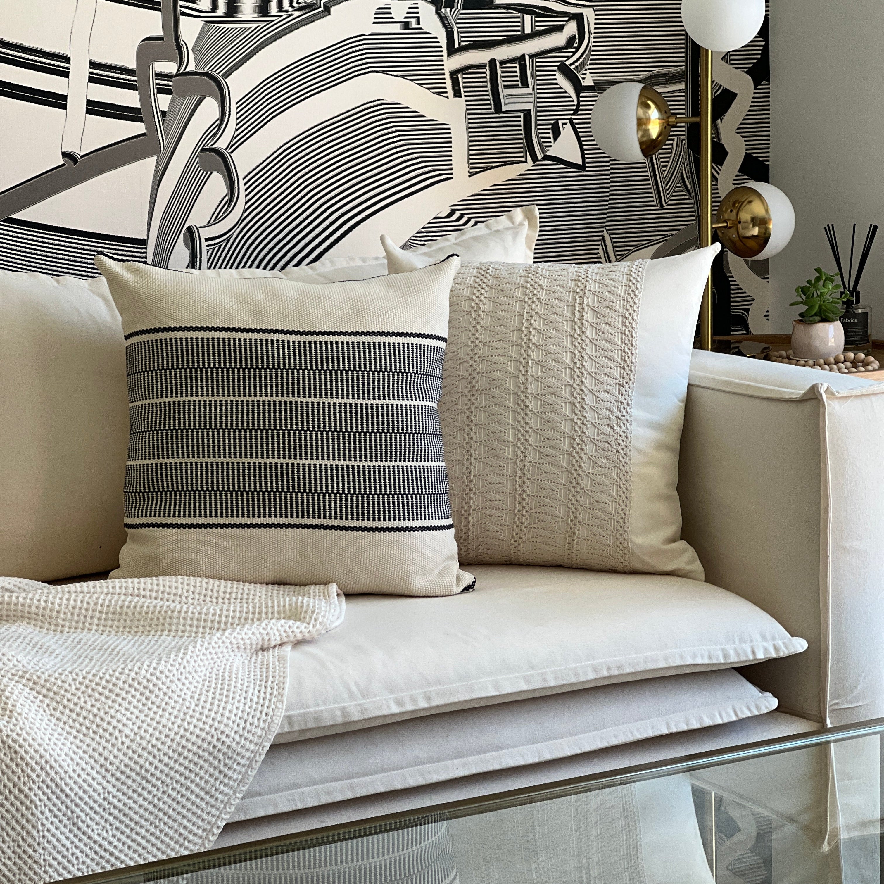 Funda de Cojín Boho Trama Crochet Crudo Cuadrado 50x50cms