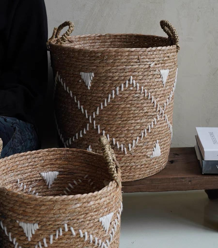 *Set 3 Canastos Redondo Yute Trapillo Blanco S, M y XL.