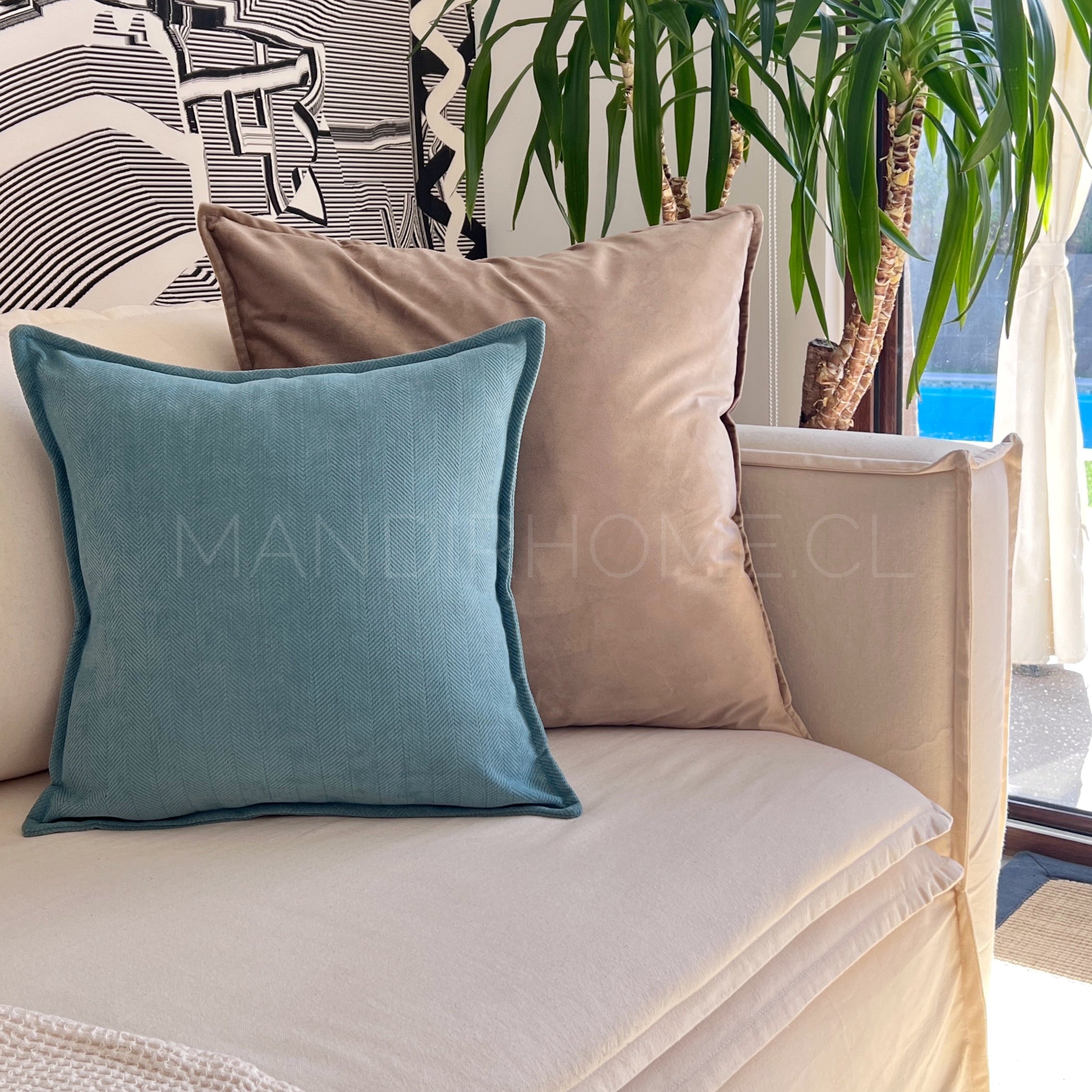 Funda de Cojín Pestaña Menta Cuadrada