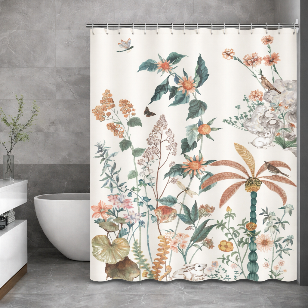 Cortina de Baño Exótica Multicolor Impermeable 180×180 cm