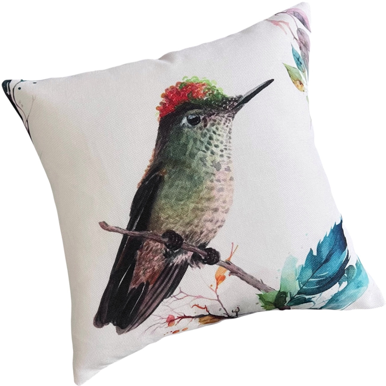 Funda de Cojín Estampada Pajarito Colibrí Cuadrada