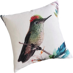 Funda de Cojín Estampada Pajarito Colibrí Cuadrada