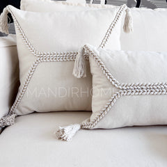 Funda de Cojín Trenza Crudo Cuadrada