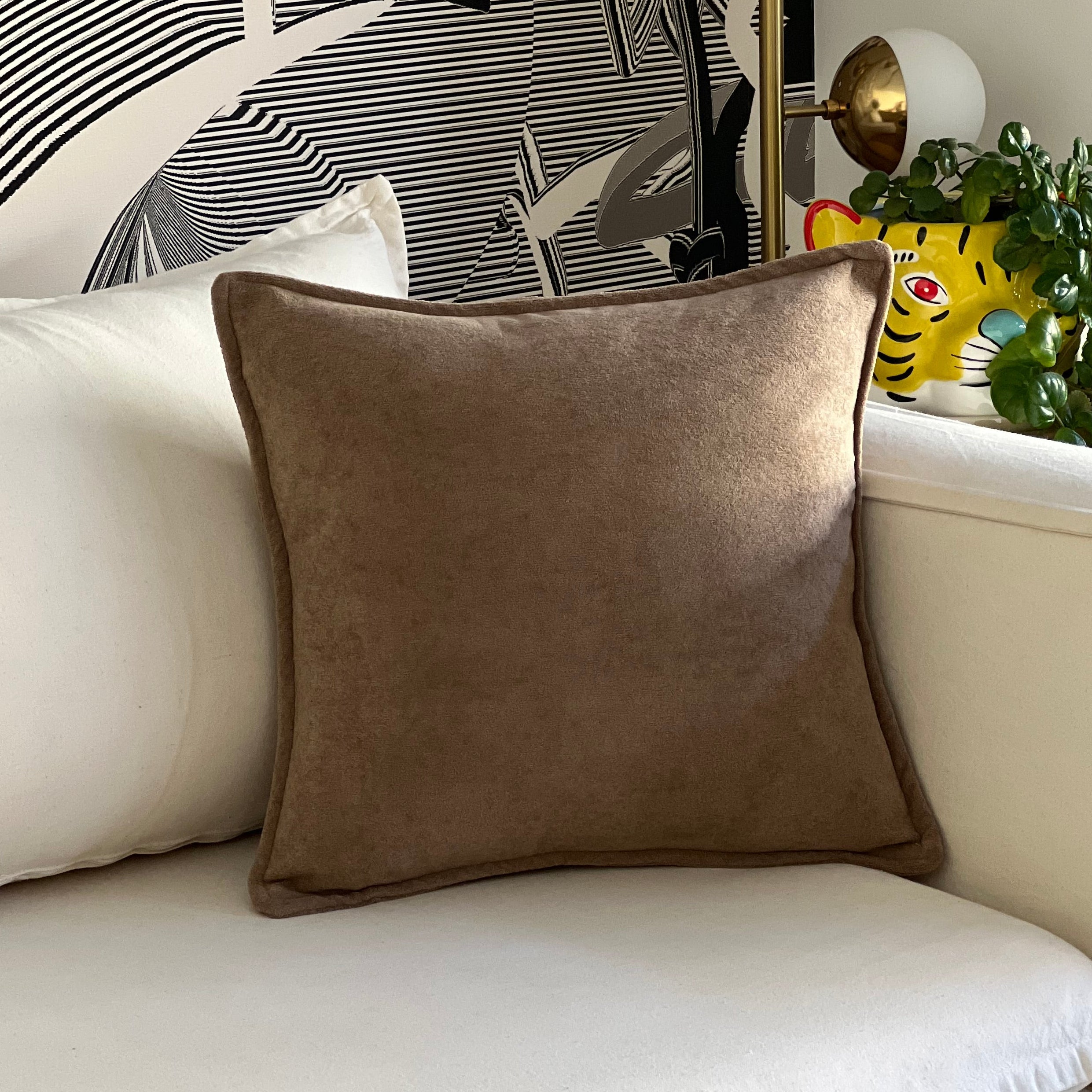 Funda de Cojín Esencia Pestaña Beige Cuadrada - Mandir Home