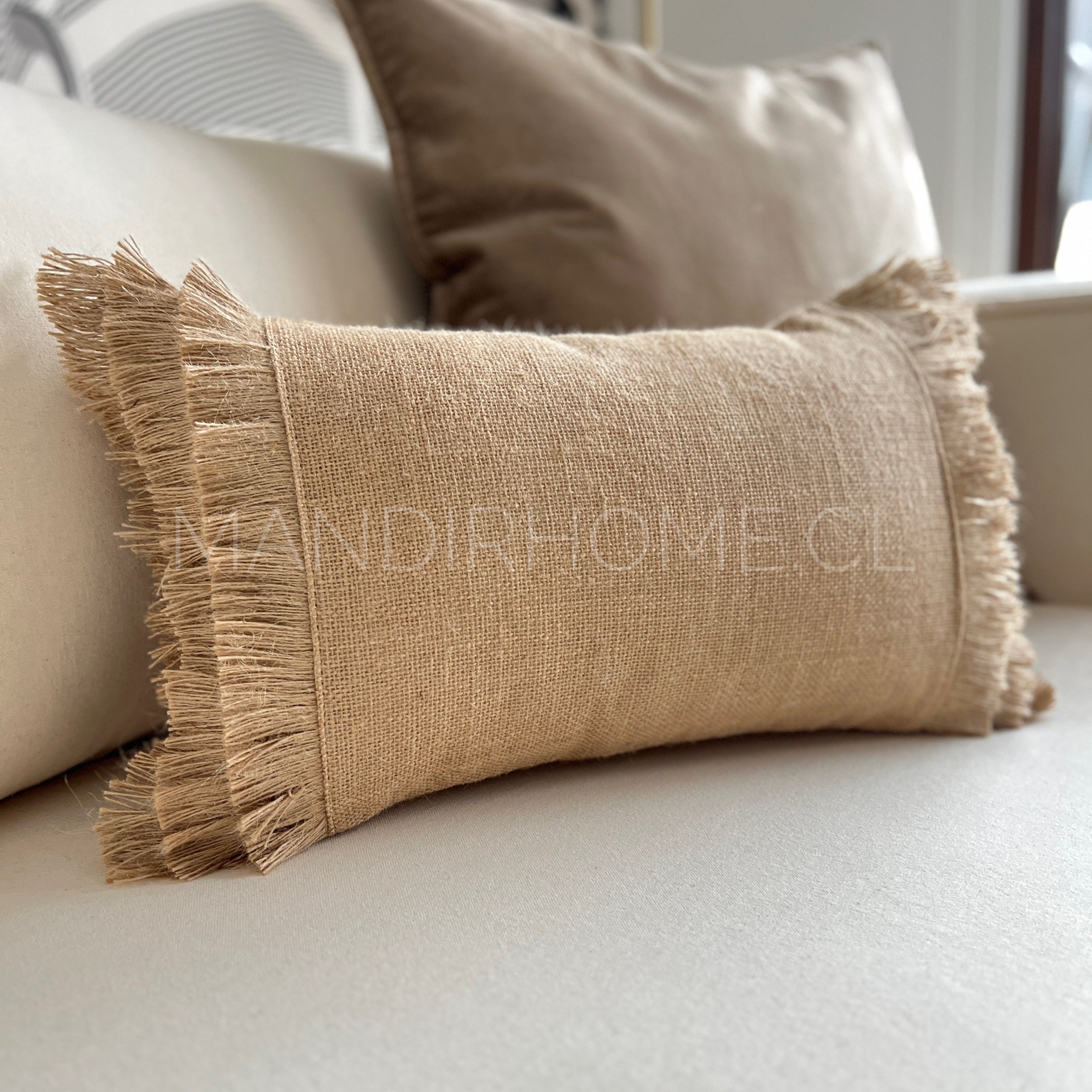 Funda de Cojín Natural Rústico Arpillera Rectangular 50x30cms