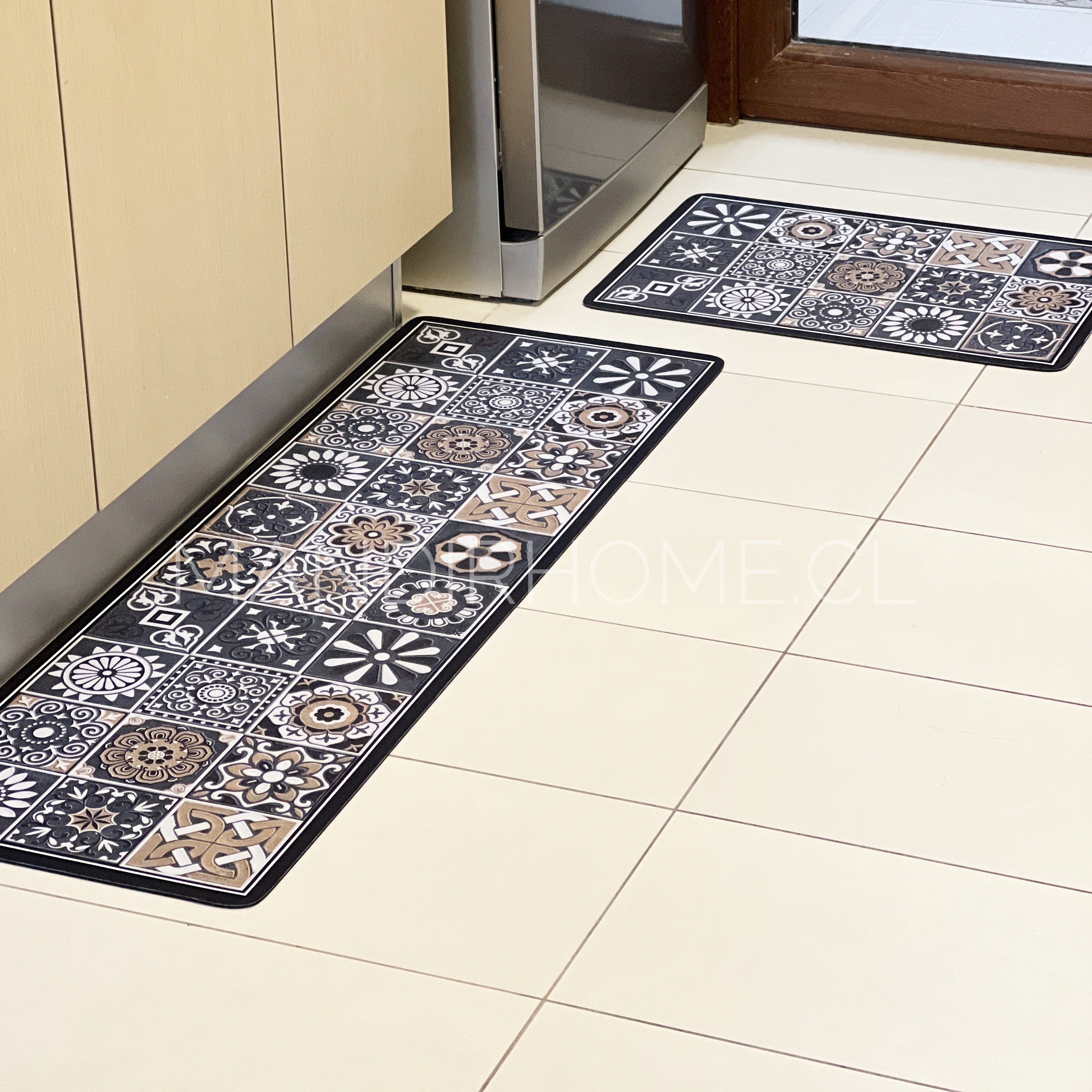 ¡NEW! Set Alfombras de Cocina Café Oscuro Antideslizante y Absorbente