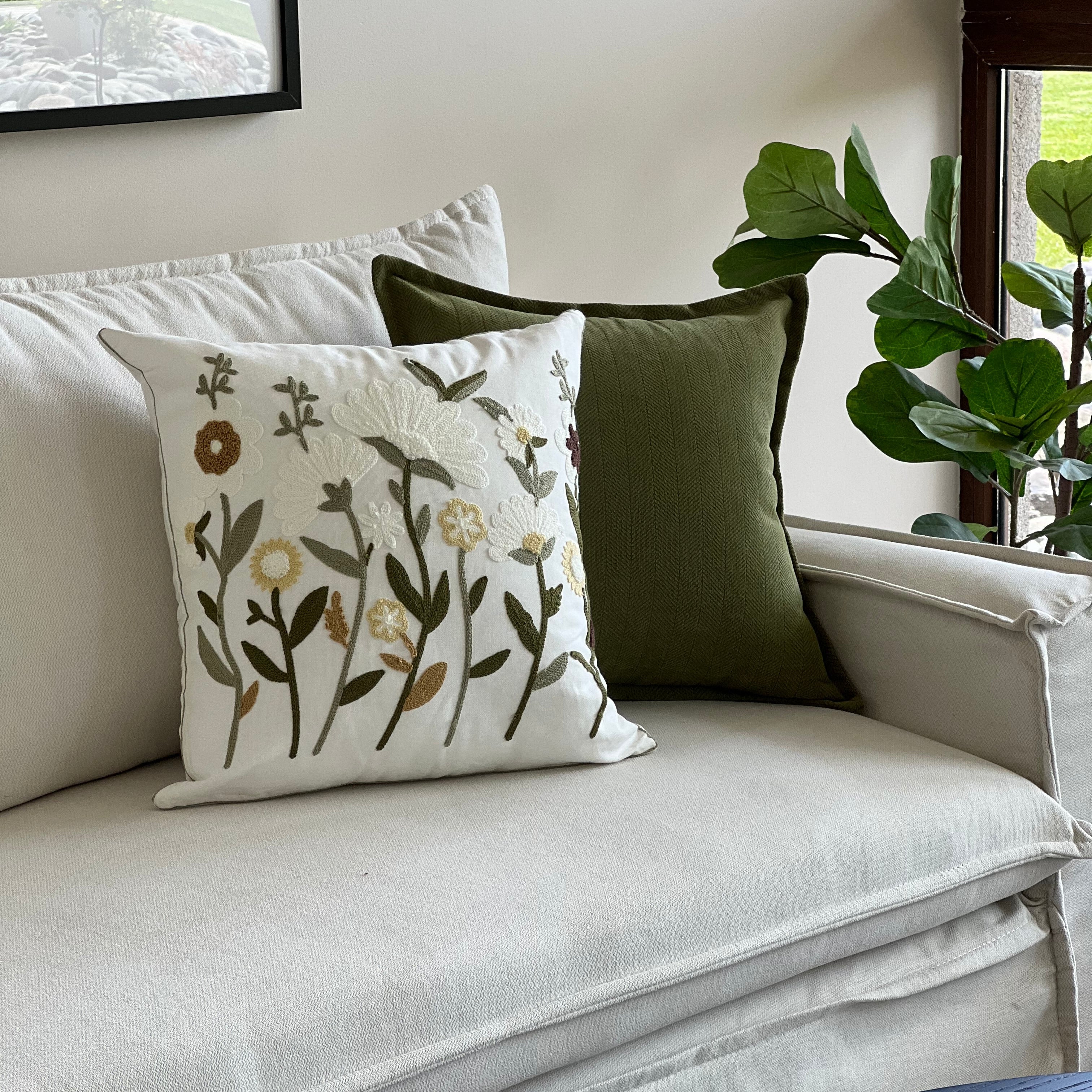 Funda de Cojín Pestaña Verde Cuadrada