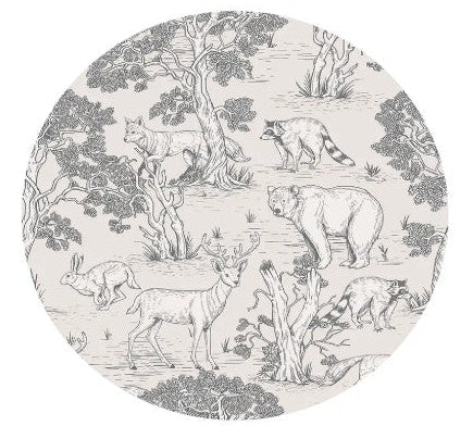 Alfombra Vinílica Venado, Oso, Mapache 140 x 140 cm/ A PEDIDO