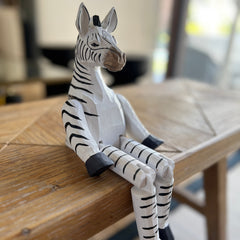 Cebra Madera Articulada 35cms Hecha A Mano