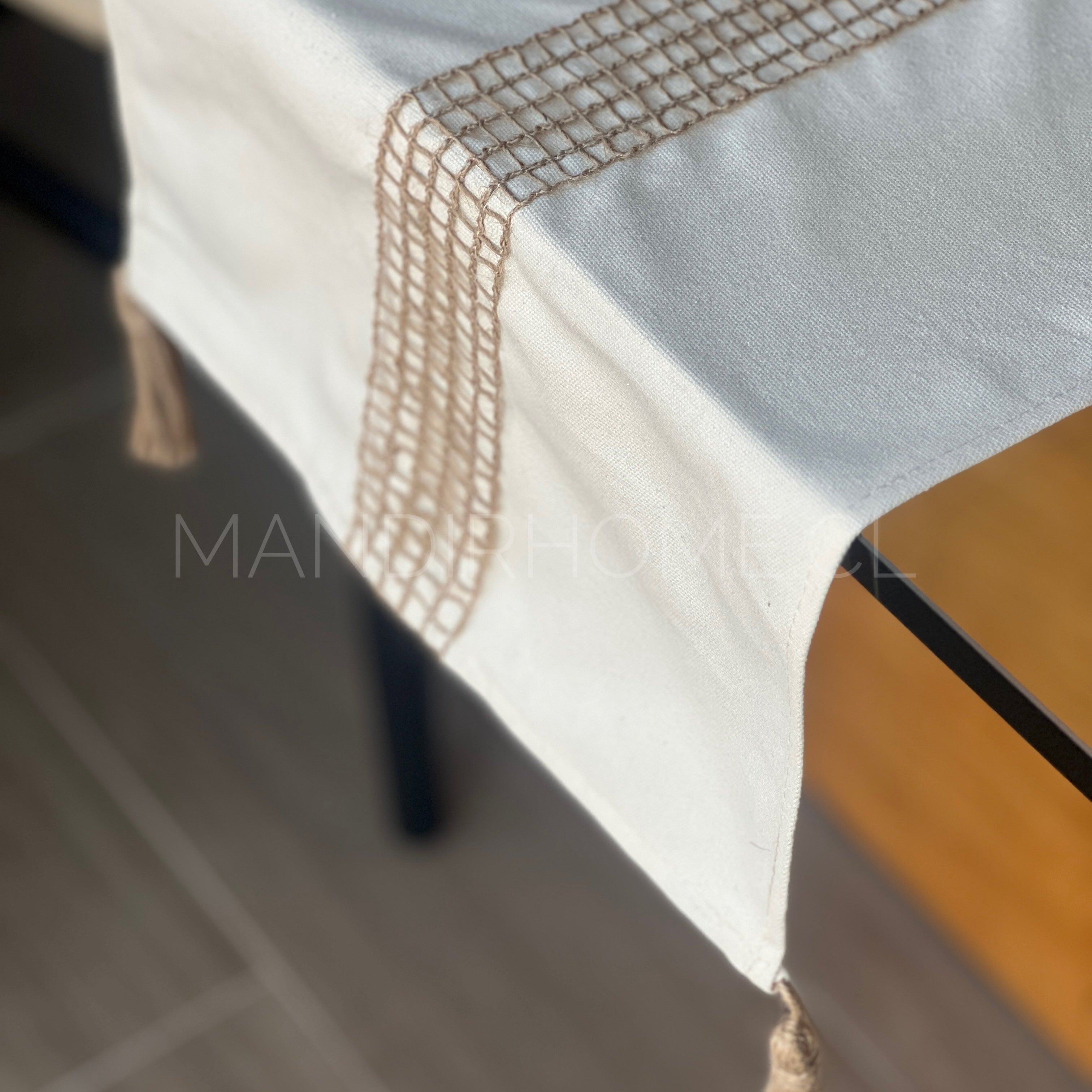 Camino Mesa Franja Tejida Rústico Yute 210x32cms