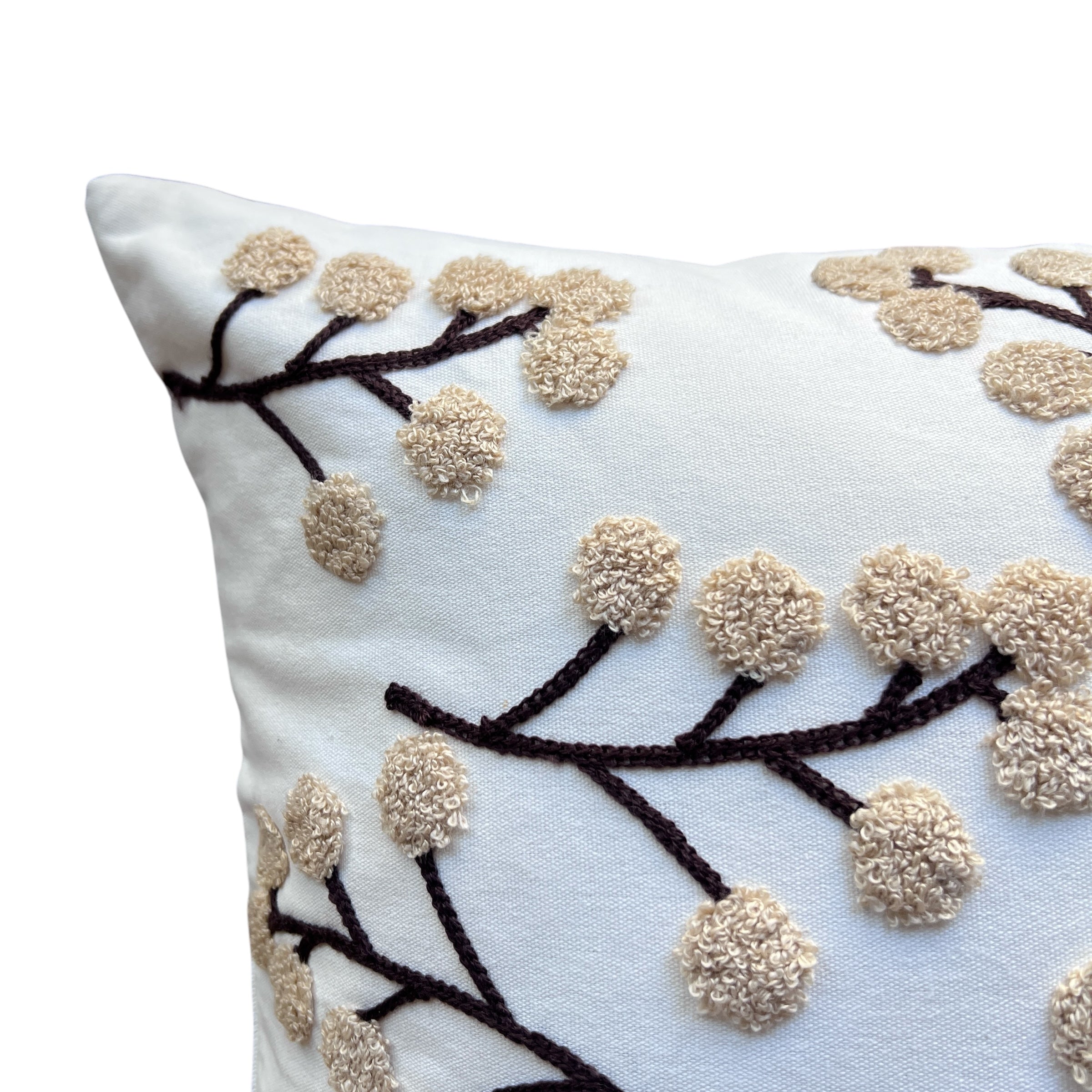 Funda de Cojín Bordada Ramitas Beige  45x45cms