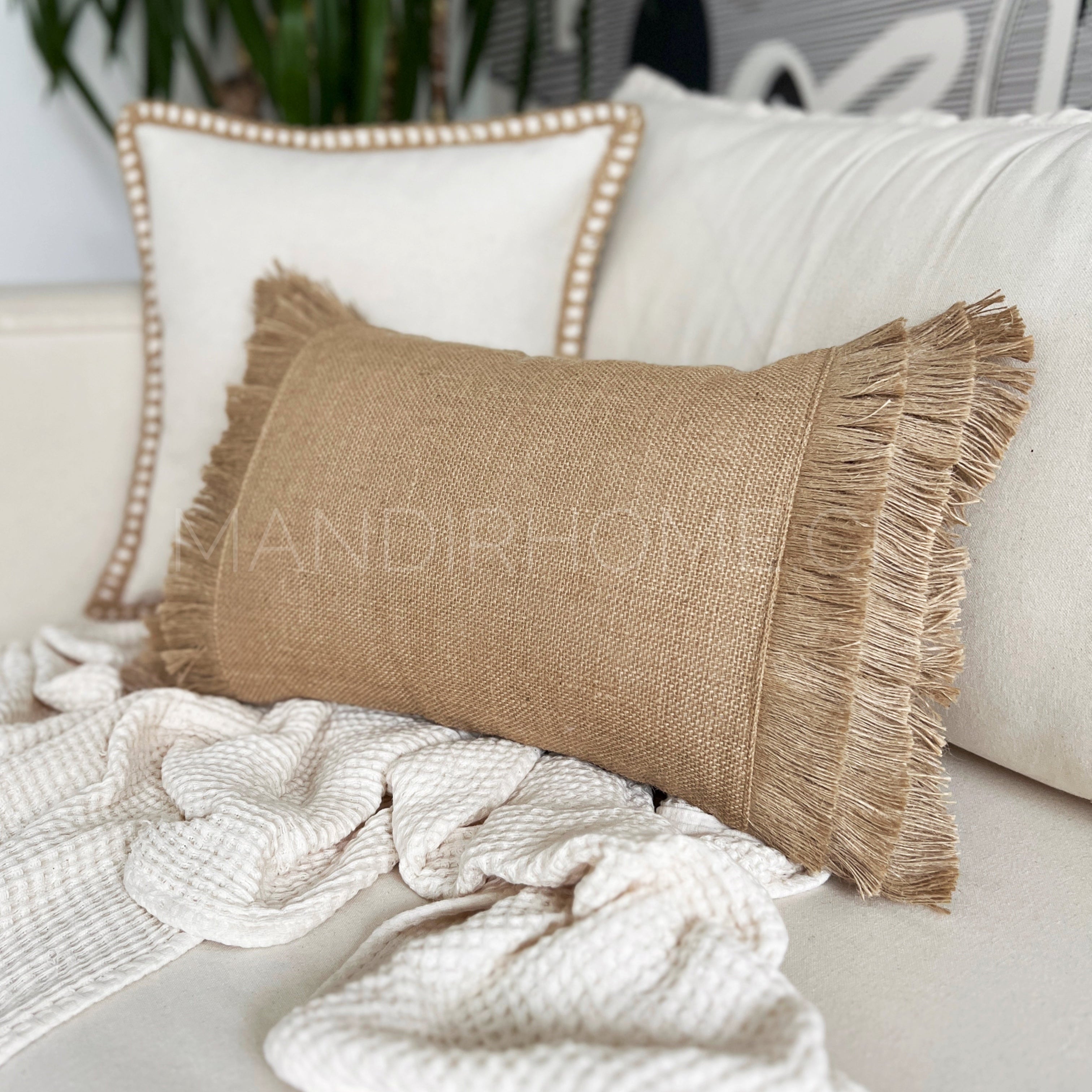 Funda de Cojín Natural Rústico Arpillera Rectangular 50x30cms