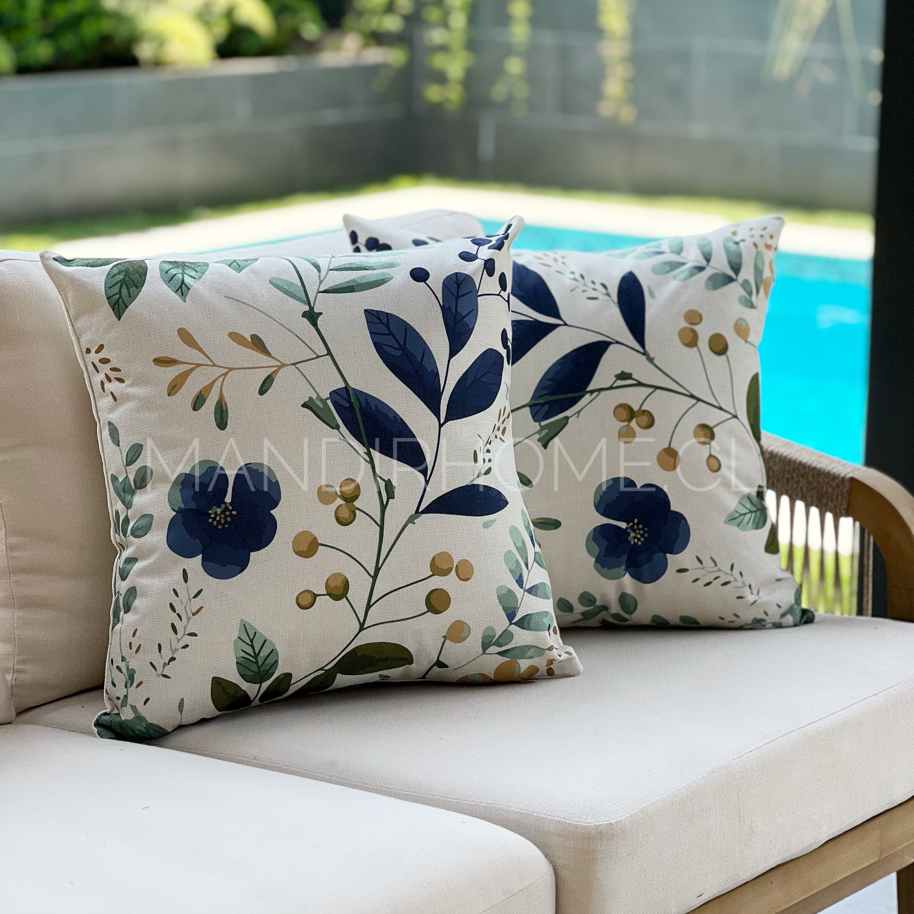 2X1 COMBOS ESTAMPADOS RAMAS AZUL 45X45cms