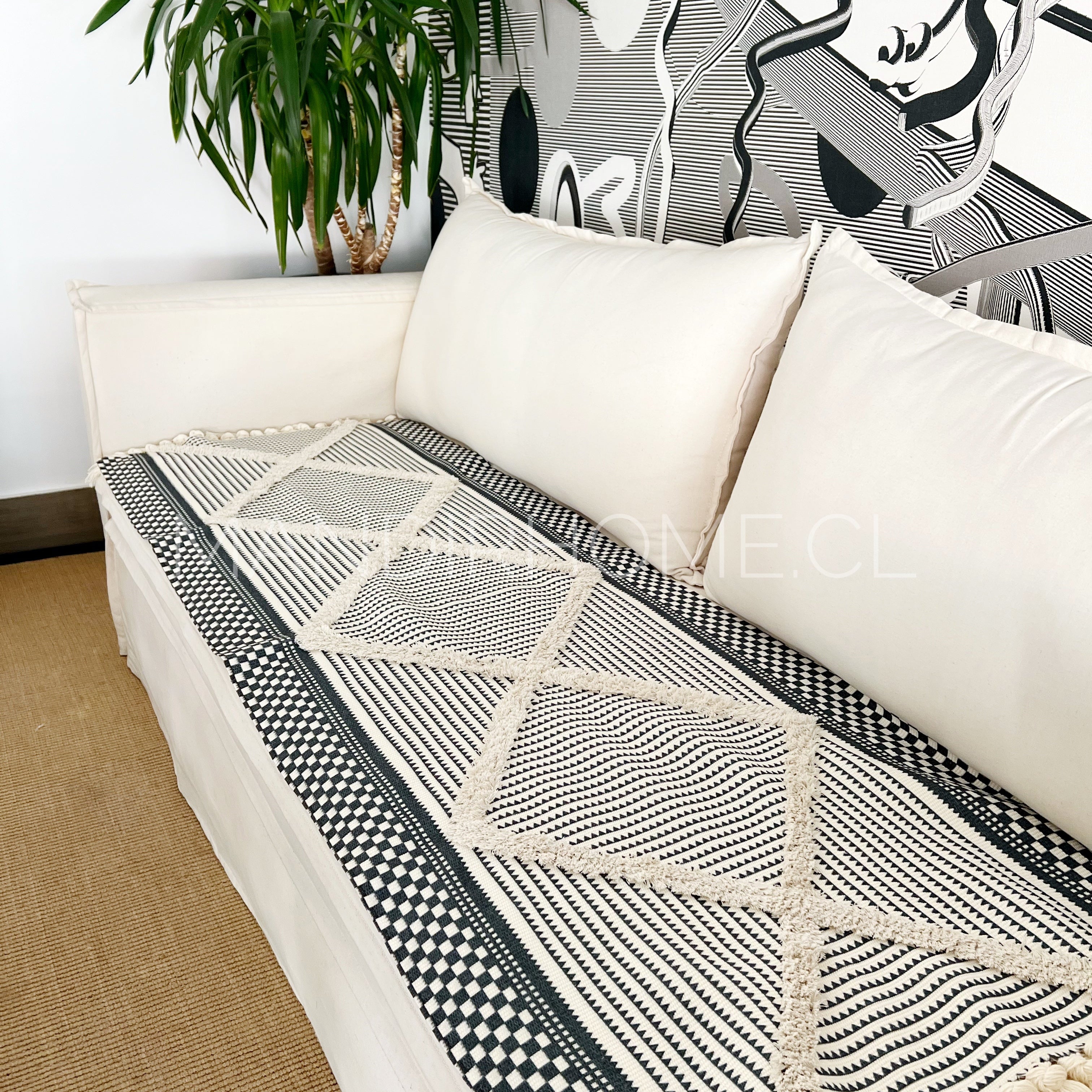 Textil Decorativo Piecera Antonia/ Alfombra Estampado Kelim Negro