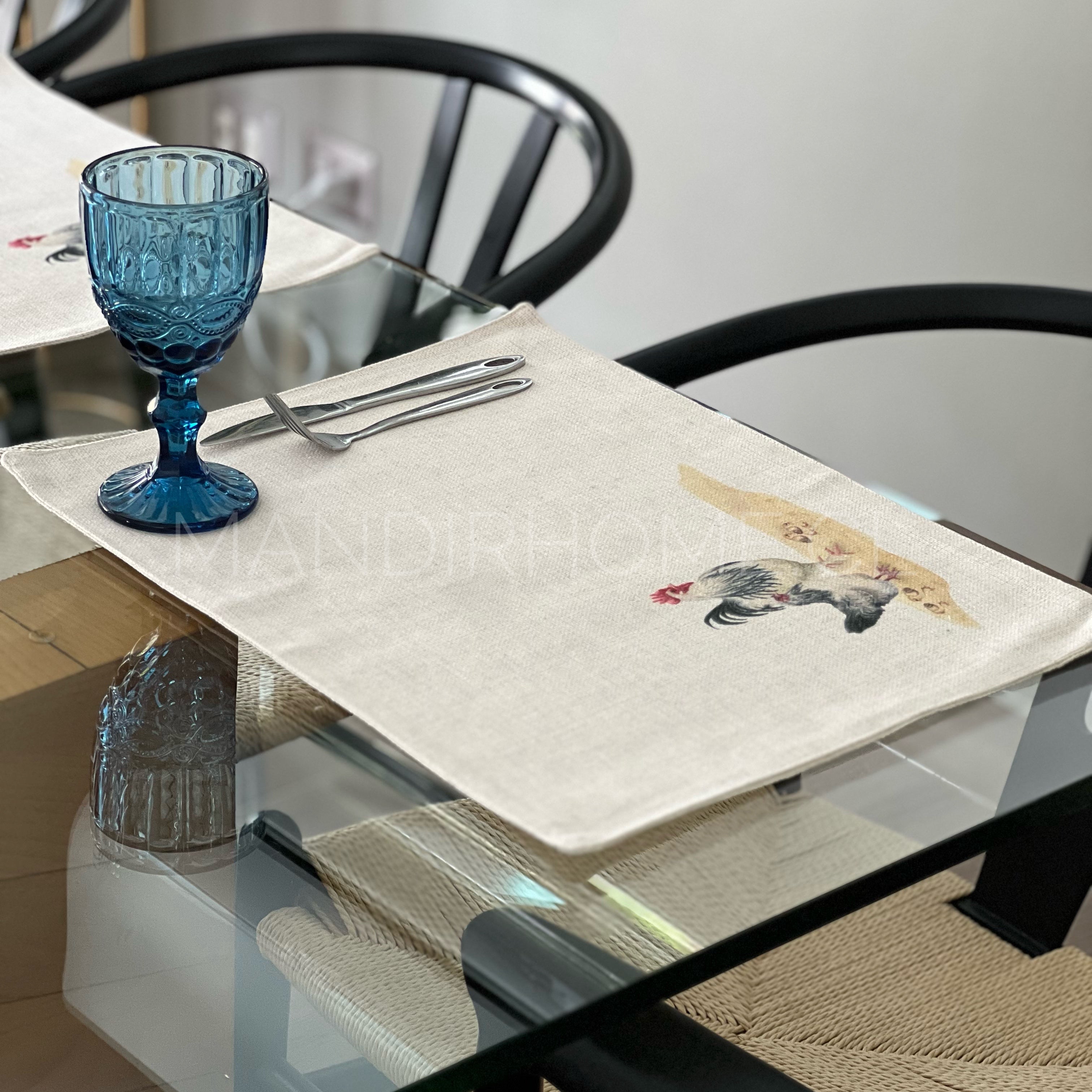 SET 6 Individuales Gallo Tela Repelente y Antimanchas