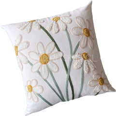 Funda de Cojín Bordado Margarita Pastel Cuadrada