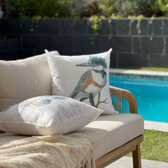 Funda de Cojín Estampada Botánico Ave Pastel