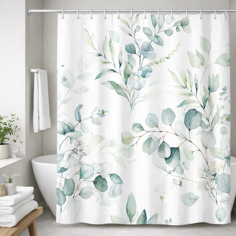 Cortina de Baño Impermeable 180x180 | Eucalipto