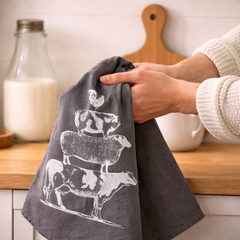 Paño Cocina Granja Gris 45x65 cms