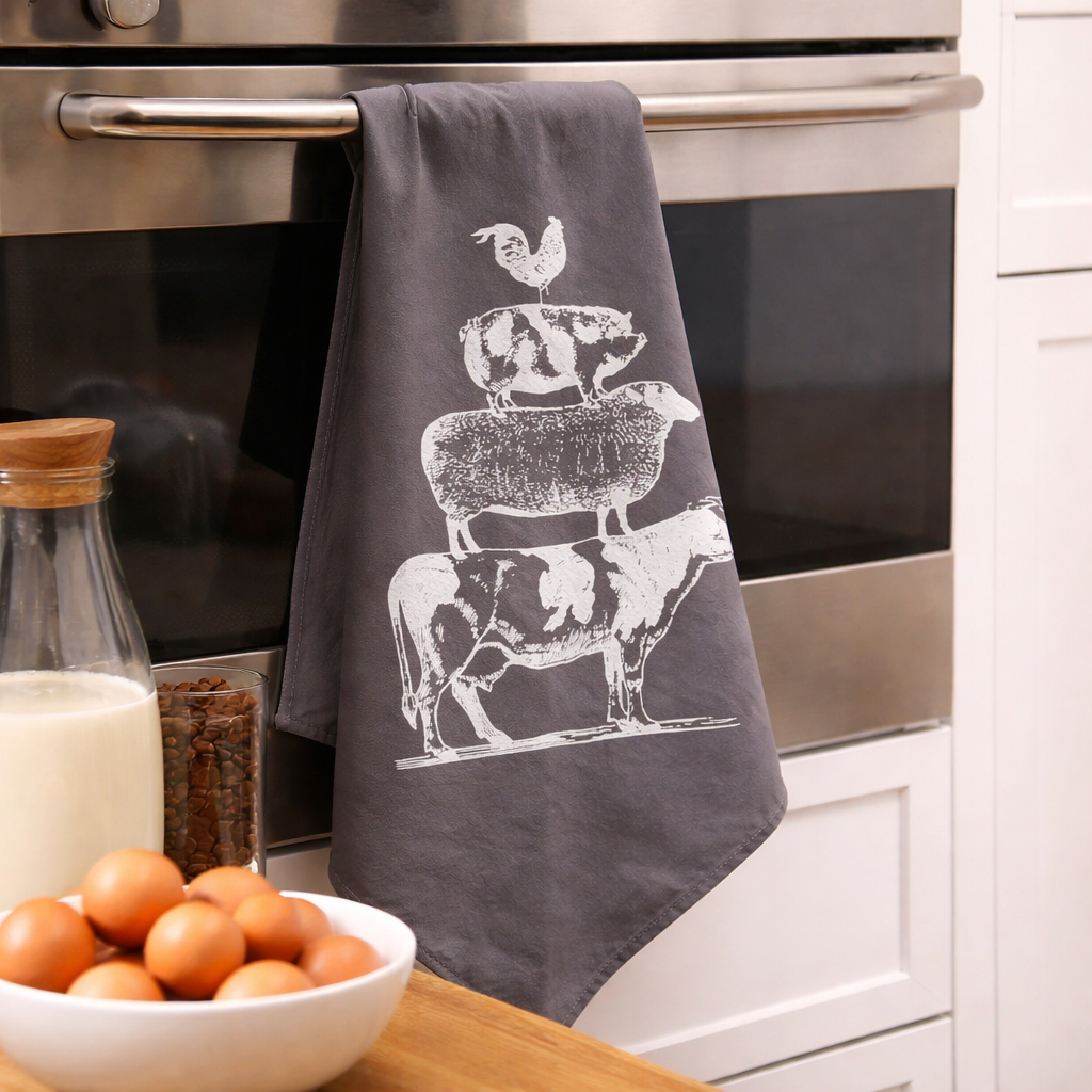 Paño Cocina Granja Gris 45x65 cms