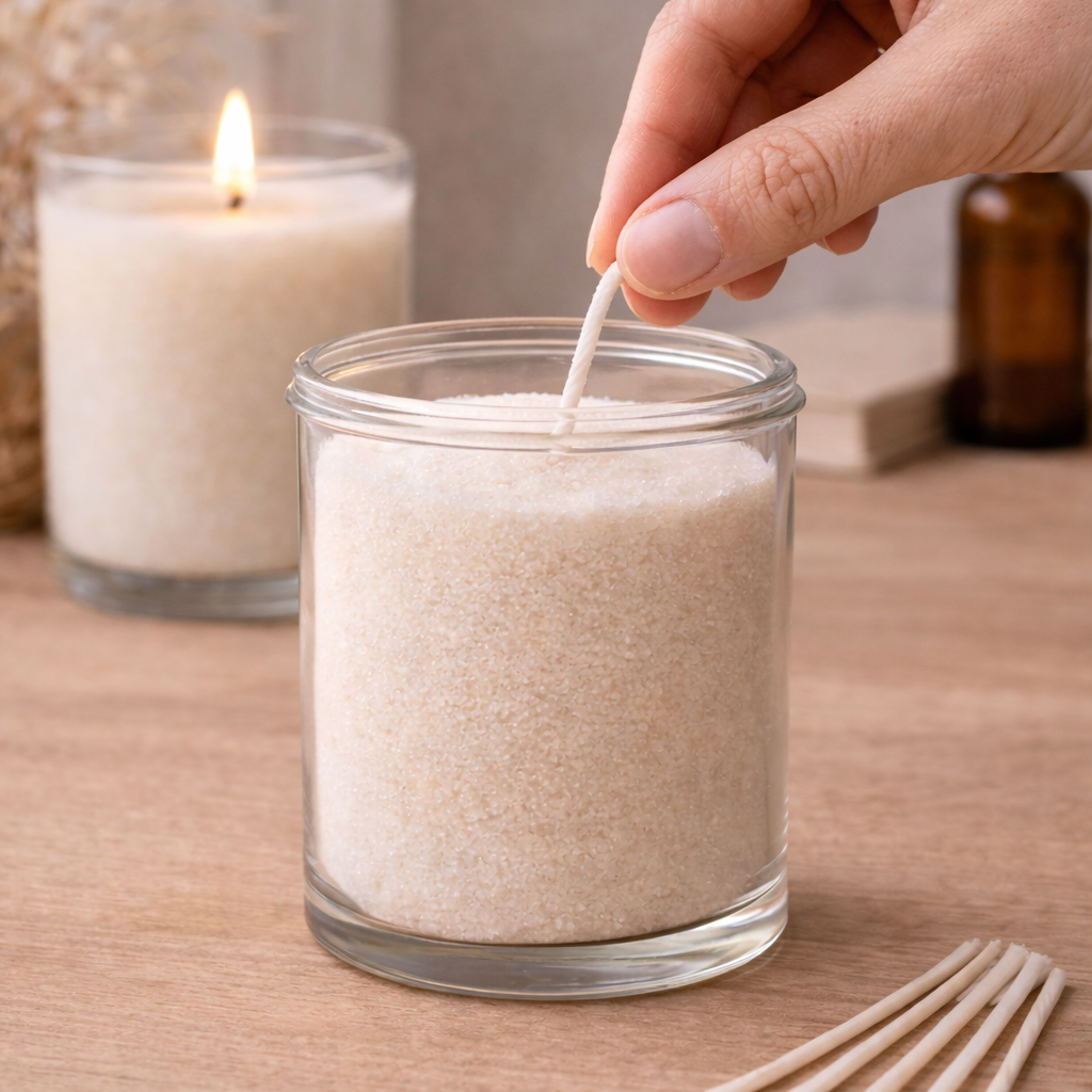 *Cera Granulada Perlada para Velas 500 g + 5 Mechas de Algodón | Cera para Vela