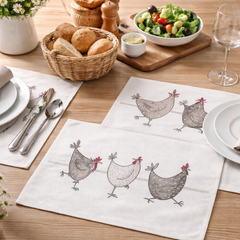 SET 6 Individuales Gallinas Tela Repelente y Antimanchas