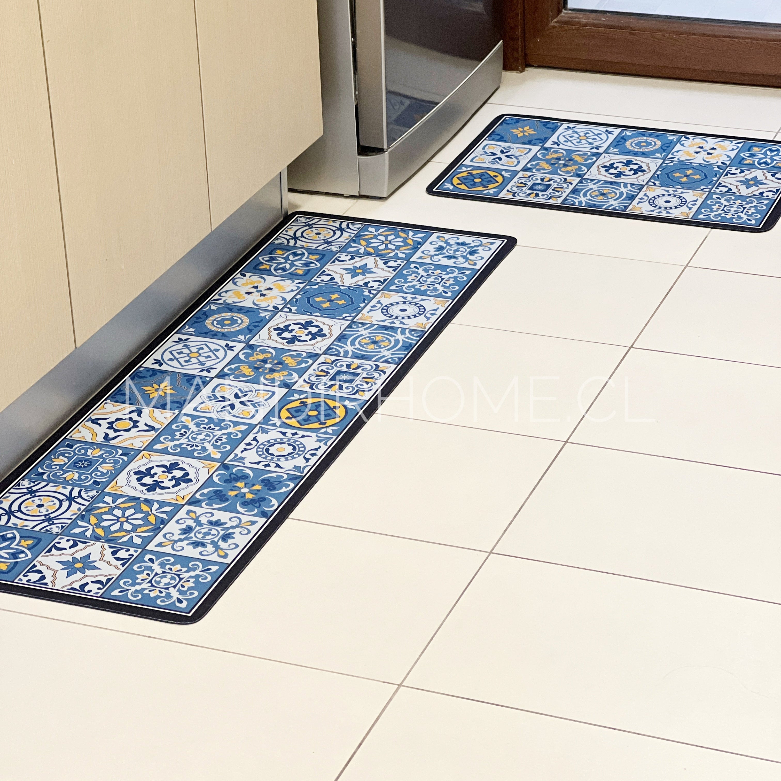 ¡NEW! Set Alfombras de Cocina Marina Azul Antideslizante y Absorbente