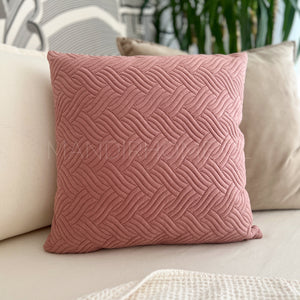 ¡Quedan 2! Funda de Cojín Terciopelo Costuras Trenza Palo Rosa Cuadrada
