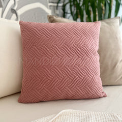 ¡Quedan 2! Funda de Cojín Terciopelo Costuras Trenza Palo Rosa Cuadrada