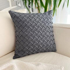 ¡Quedan 4! Funda Cojín Gamuza Entrelazado Gris Acero Cuadrada