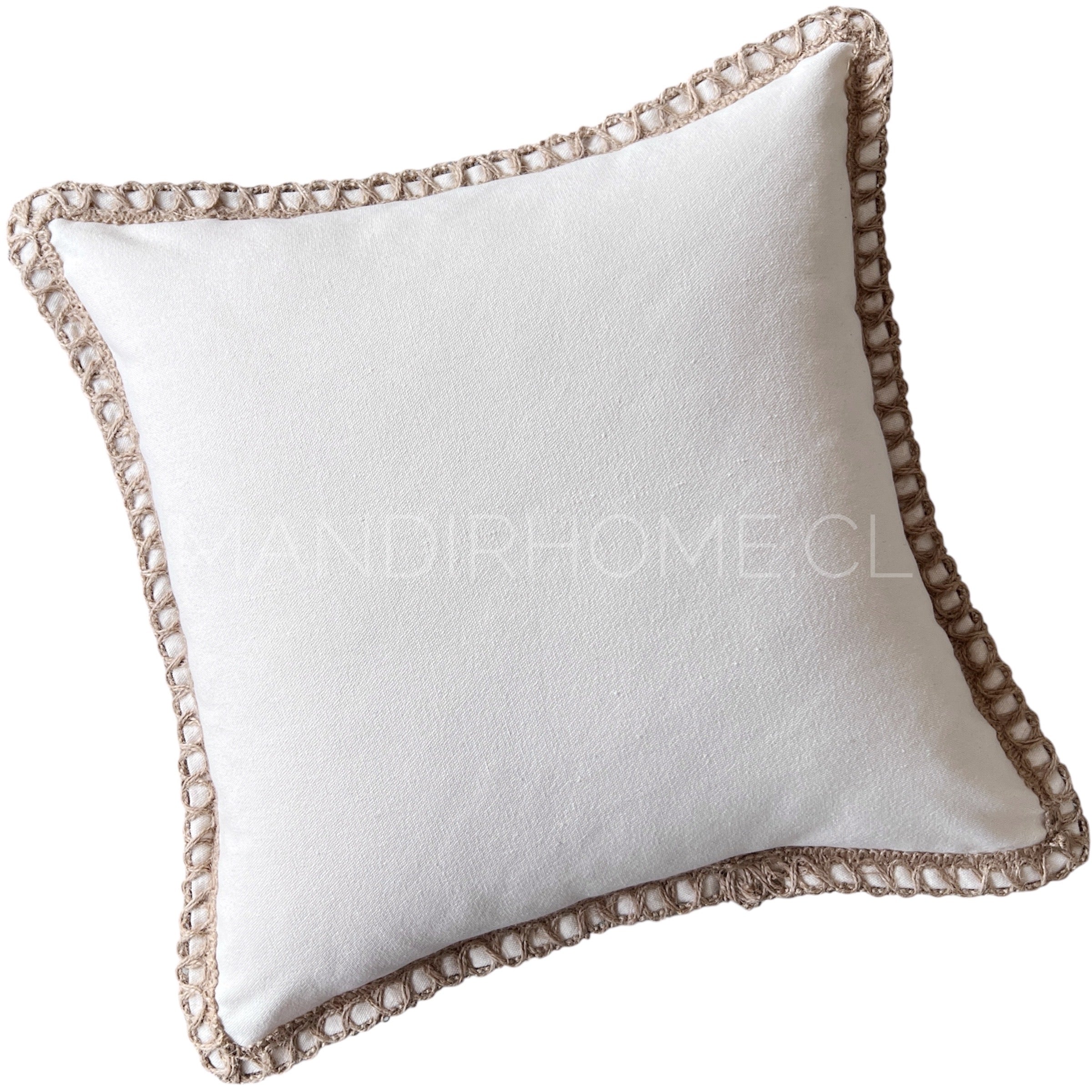 Funda de Cojín Natural Rústico Lino Yute Cuadrada