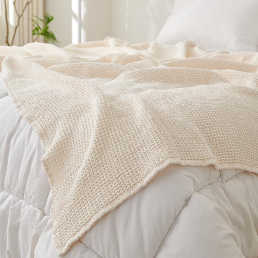 Manta Waffle Crudo Algodón 205 x155cms