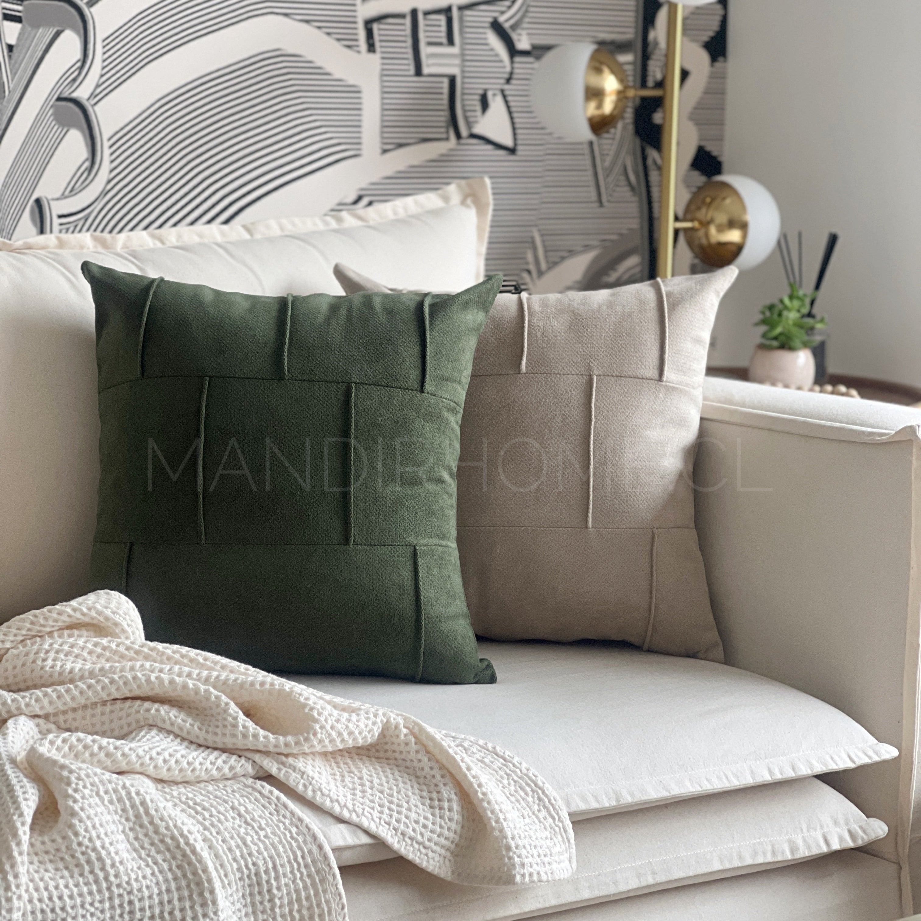 Funda de Cojín Puro Verde Botella Cuadrada